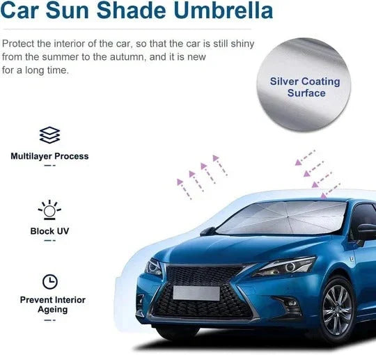 Car Windshield Sun Shade Umbrella – Foldable UV Protection Heat Reflector for All Cars
