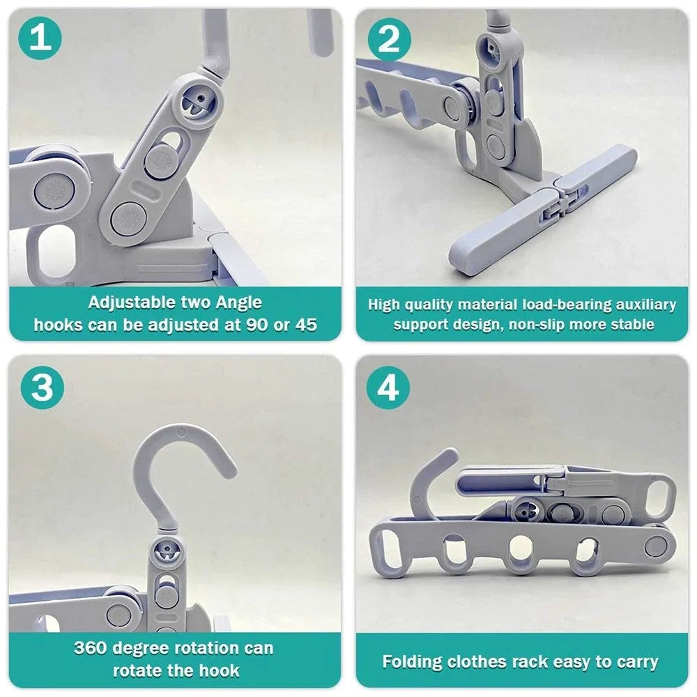 Portable Plastic Foldable 5-Hole Clothes Drying Hanger