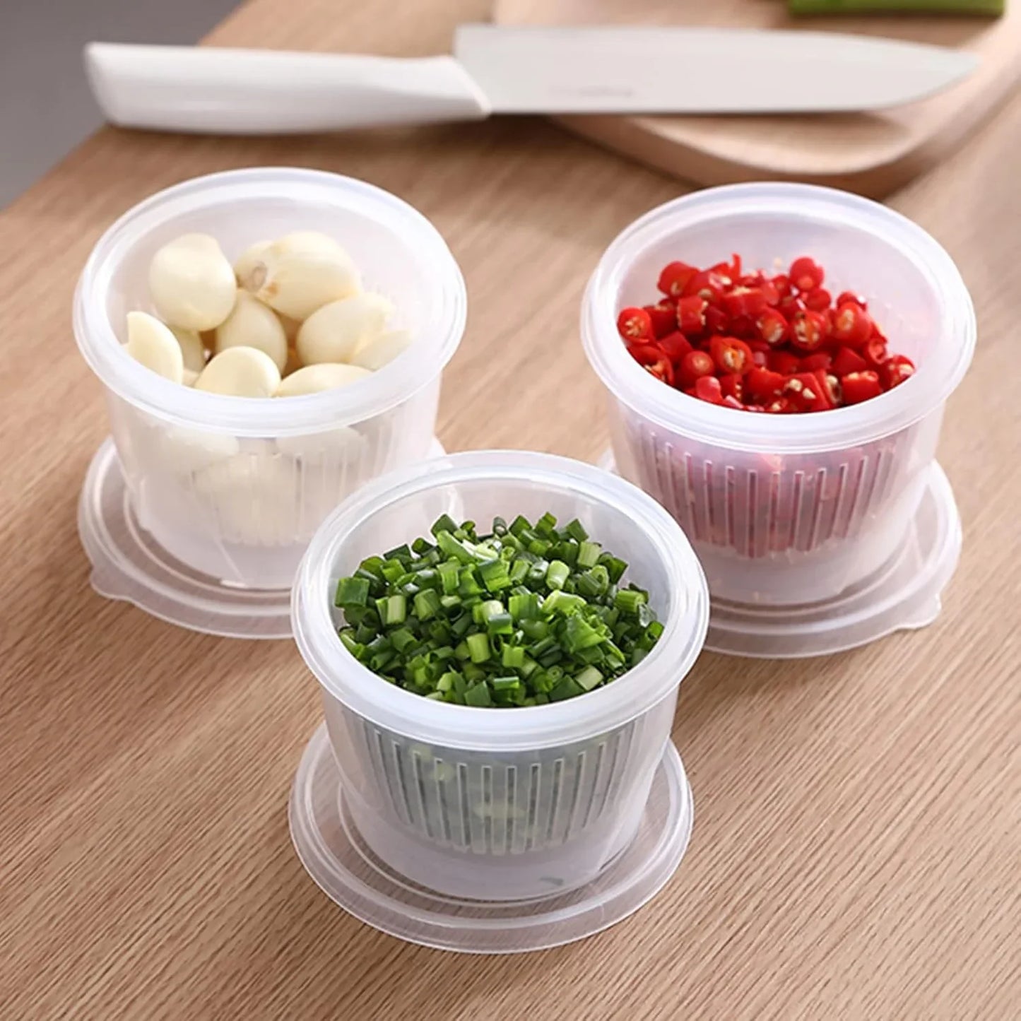 Fridge Organizer with Drain Basket (Double Layer, Space Saving)