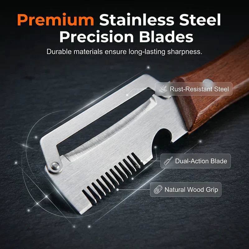 3-in-1 Multifunctional Peeler Knife with Bottle Opener & Wooden Handle