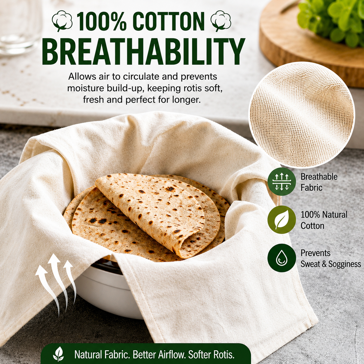 Premium Cotton Double Layer Roti Clothes Wrap with Flaps copy
