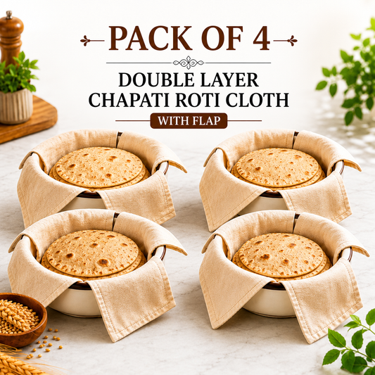 Premium Cotton Double Layer Roti Clothes Wrap with Flaps