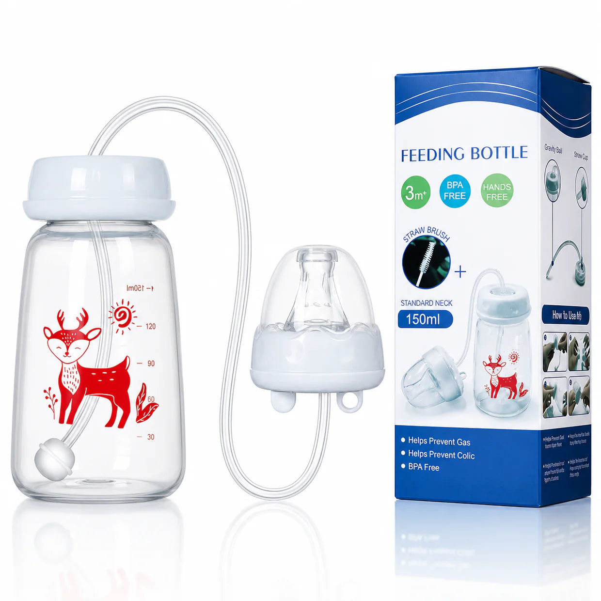 Hands-Free Baby Feeding Bottle
