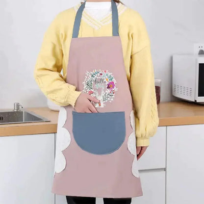 Kitchen Apron for Women with Big Front Pocket Hand-Wiping Waterproof Apron for Kitchen (Pack of 2)