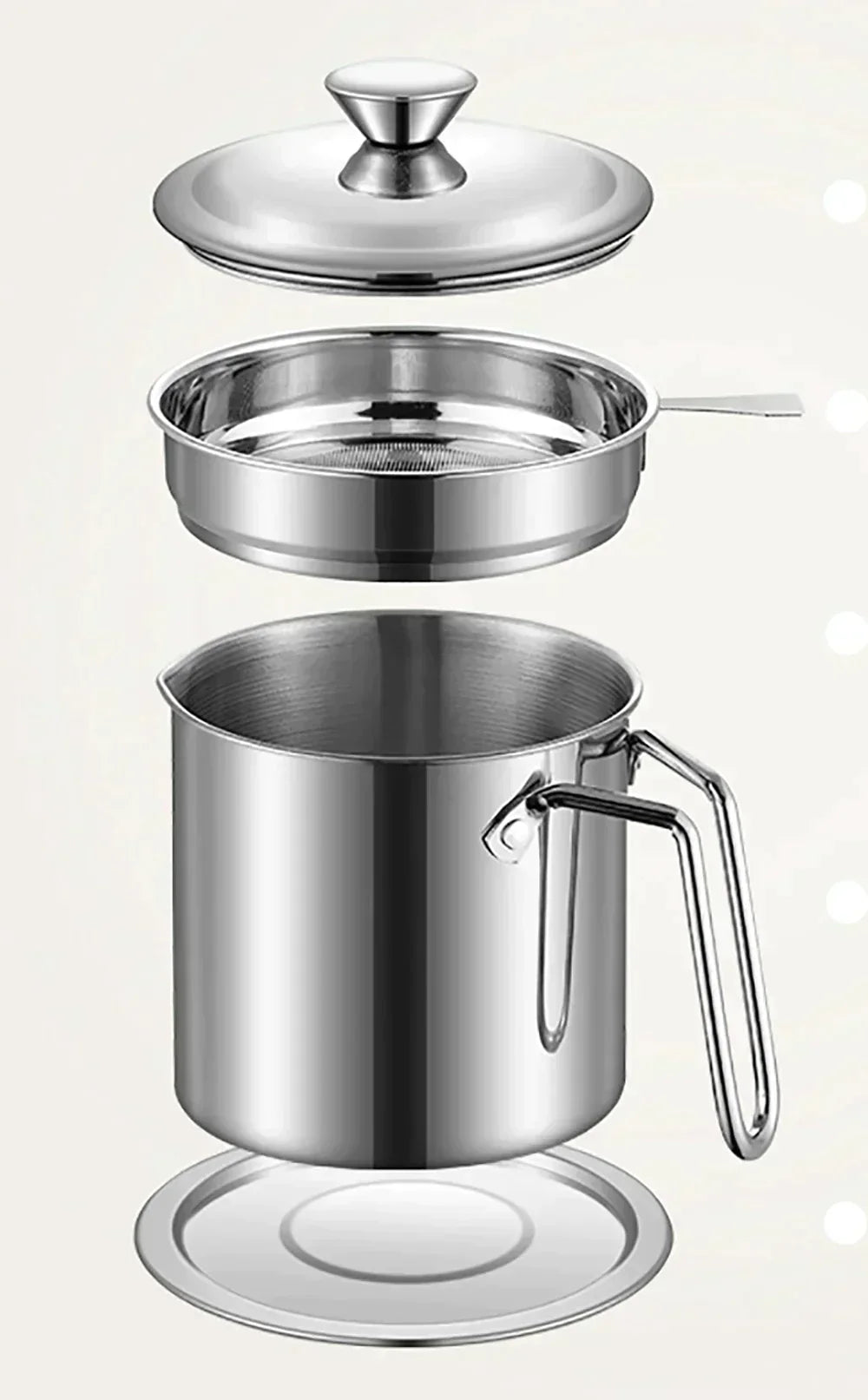 1.7Liter Stainless Steel Oil Filter Storage Pot