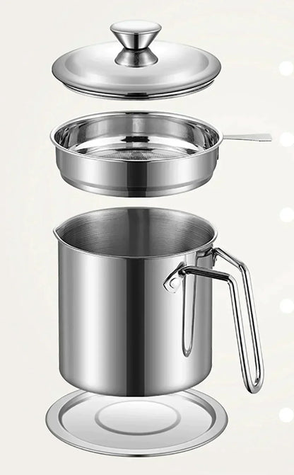 1.7Liter Stainless Steel Oil Filter Storage Pot