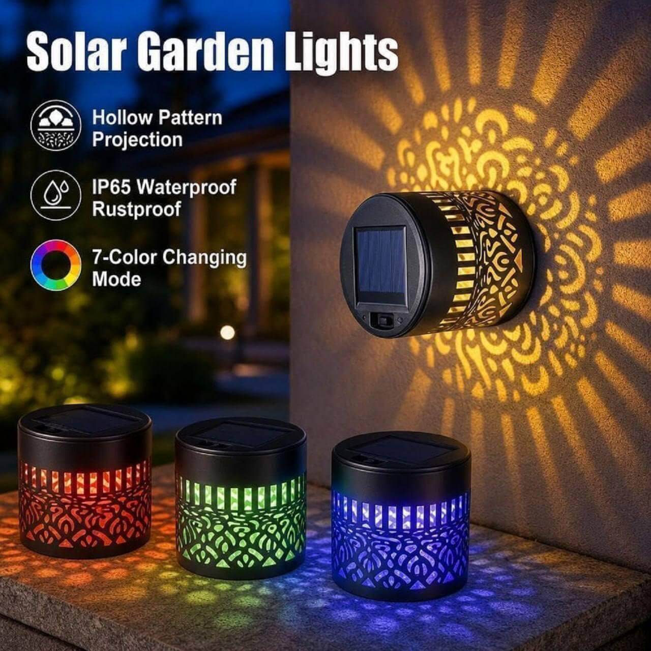 Solar Mandala Projection Light | 7-Color Changing Waterproof Light
