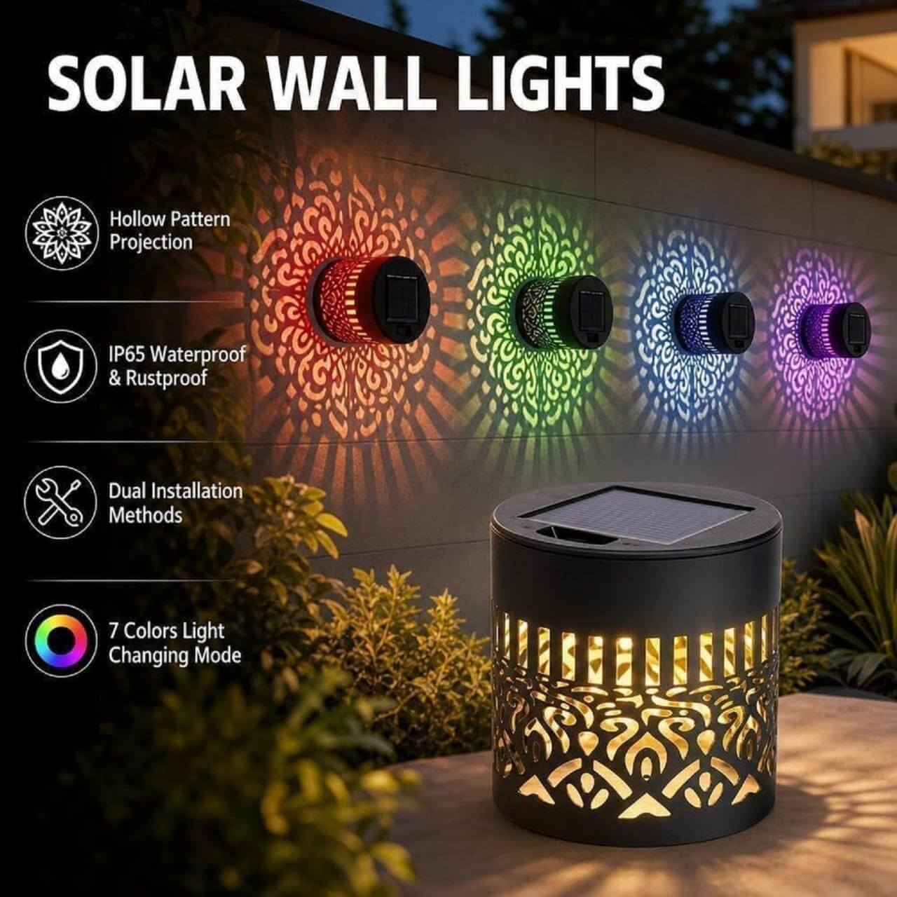 Solar Mandala Projection Light | 7-Color Changing Waterproof Light