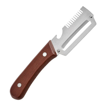 3-in-1 Multifunctional Peeler Knife with Bottle Opener & Wooden Handle