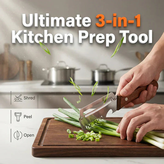 3-in-1 Multifunctional Peeler Knife with Bottle Opener & Wooden Handle
